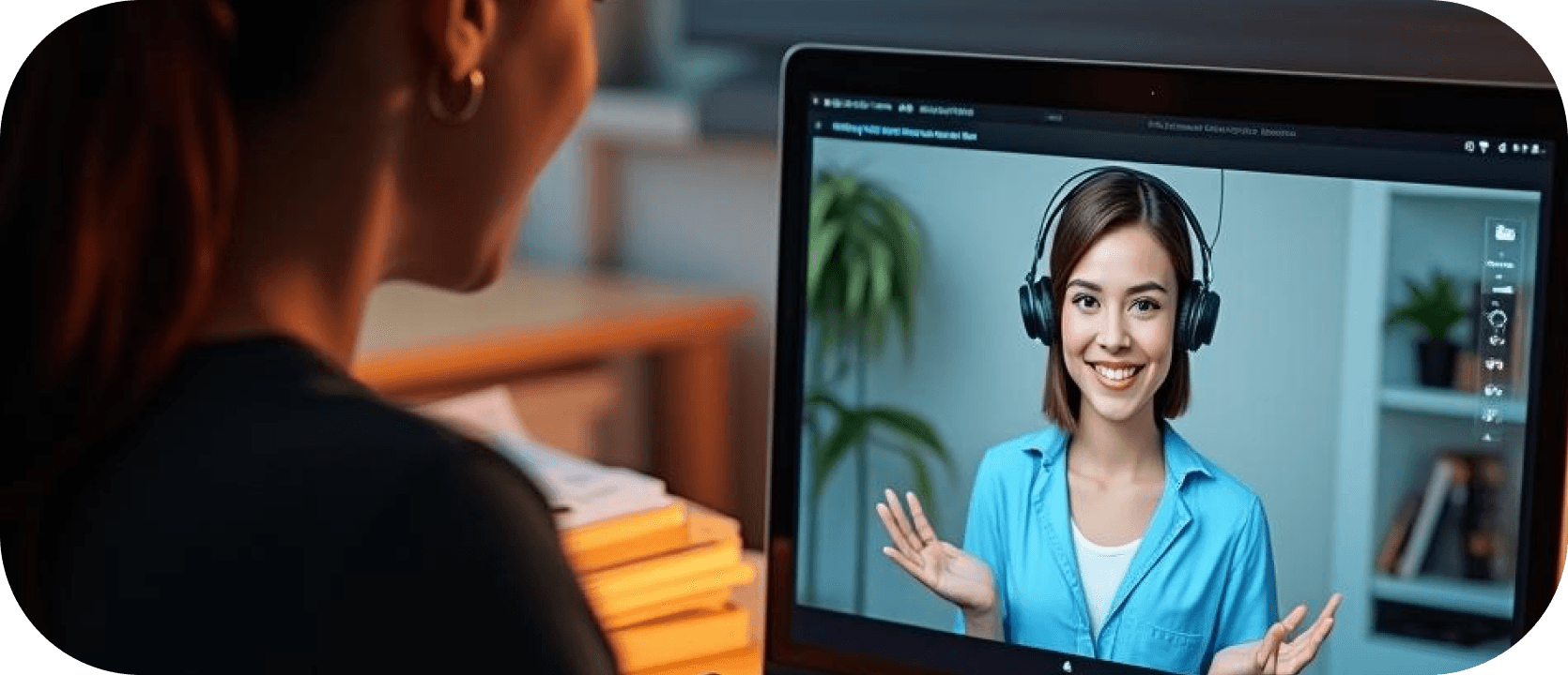 AI Consultant Student with AI assistant on the screen