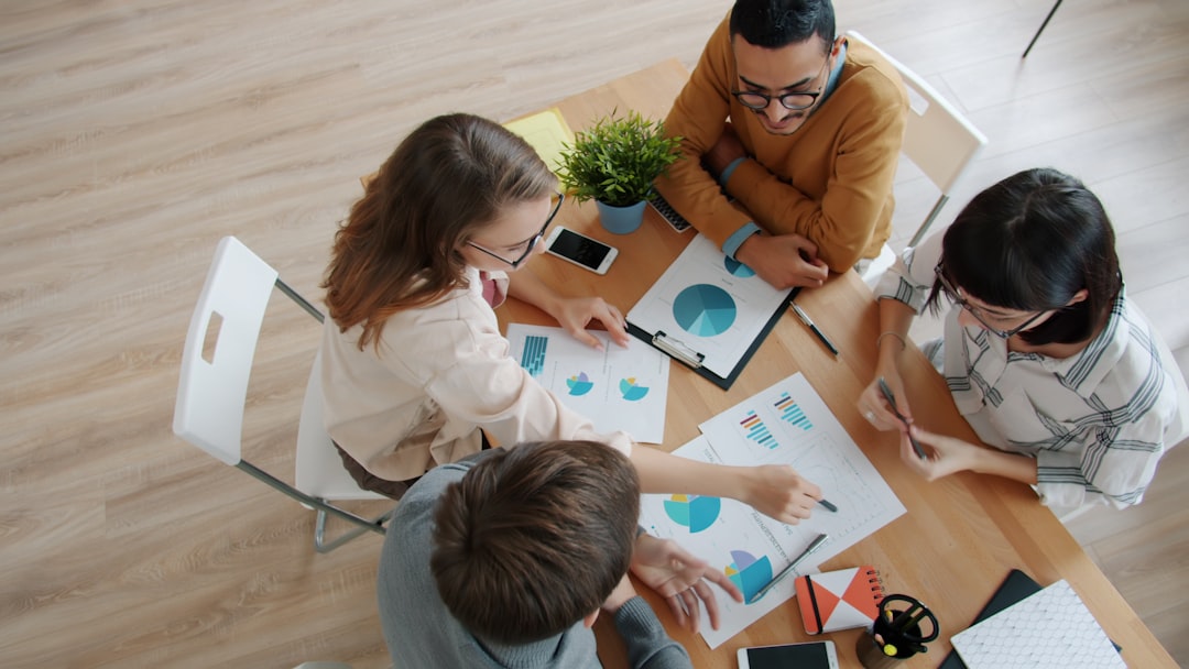 Diverse team collaborating in an office meeting