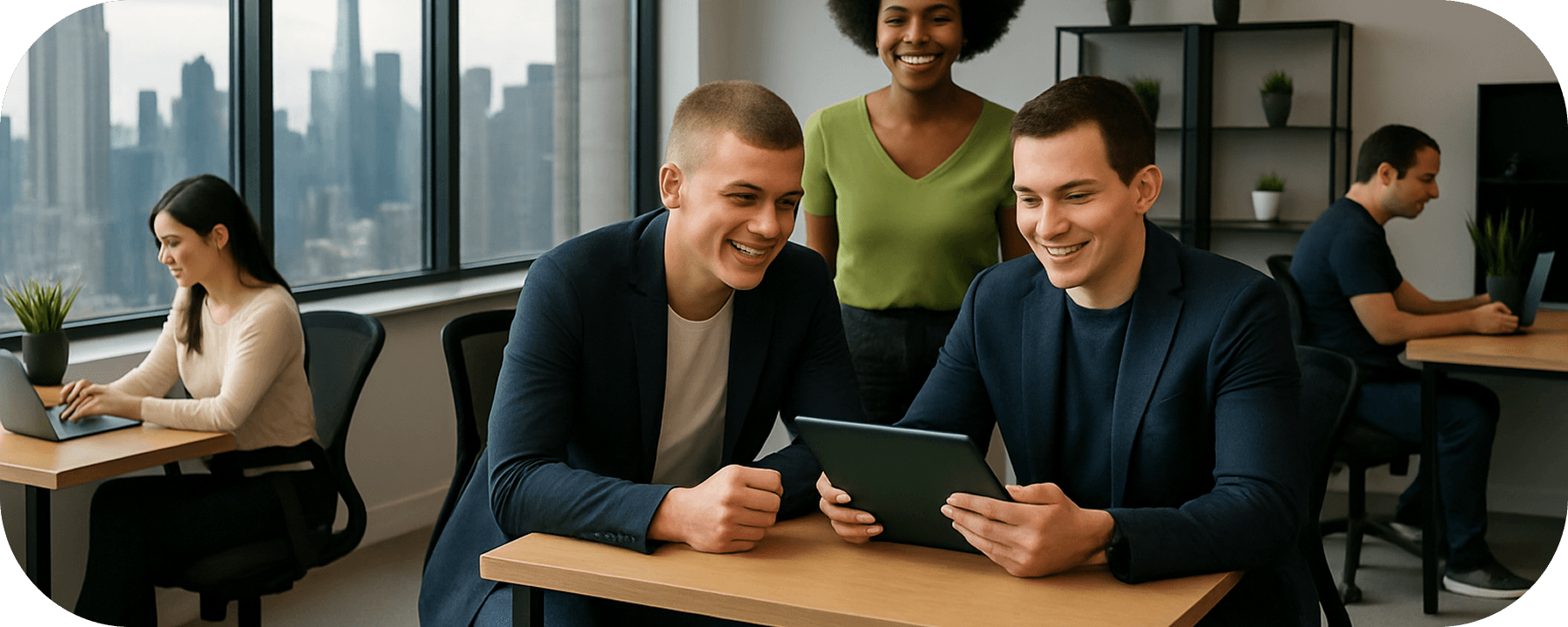 University campus with students